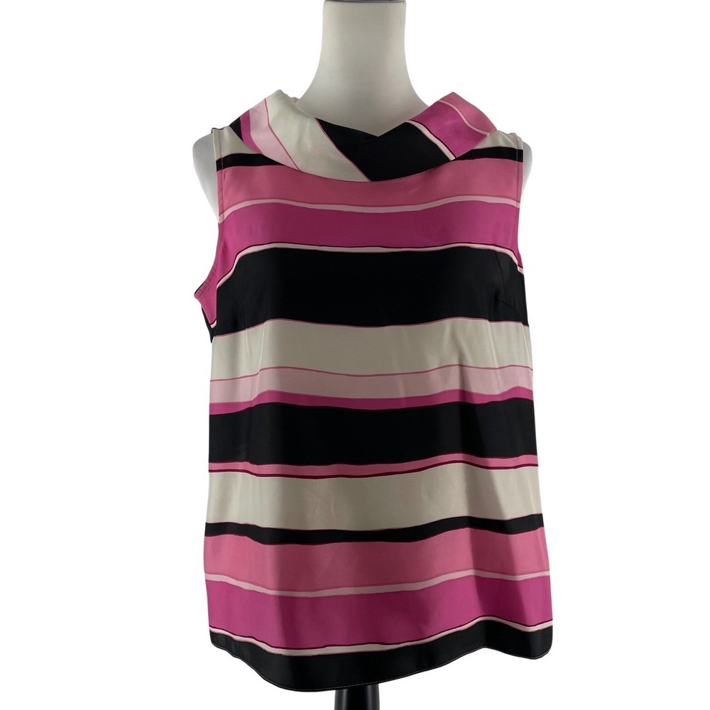 Talbots Retro Top Womens 8 Pink Black White Mod Chic Office Indie Girl
